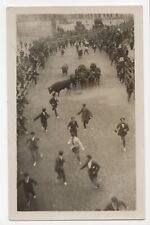 Running of the Bulls RPPC Spain Unposted Real Photo Postcard picture