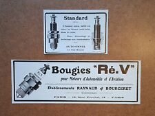 Antique French Automobile Car Sparkplugs - Bougies - Standard - 1914 Art AD LOT picture
