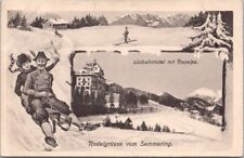 Vintage 1910s SEMMERING, Austria Postcard Sudbahnhotel / Bobsledding Scene picture