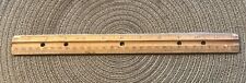 One Antique 12” Wooden/Wood One Sided Ruler From Japan LooseLeaf Holes Inches/MM picture
