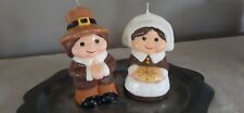 Vintage Thanksgiving Harvest Candles -Pair Of Pilgrims - 2 1/4” picture