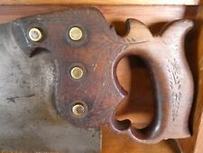 Rare Early Antique Disston No. 12 Cone Nut 8 TPI Crosscut Handsaw with 2 Etches picture