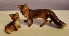 Vintage Miniature Ceramic Red Fox & Baby picture