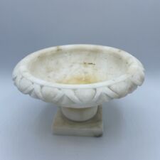 Vintage Hand Carved Alabaster Marble Pedestal Bird Bath No Doves picture