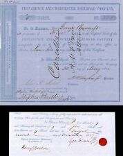 Providence and Worcester Railroad Co. Issued to and Signed by George Bancroft -  picture