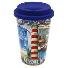 Traditional Portugal Aveiro Blue Ceramic Coffee Mug with Lid picture
