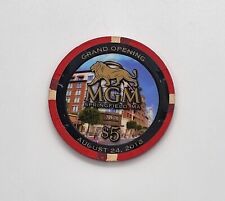$5 MGM SPRINGFIELD GRAND OPENING CASINO POKER CHIP 2018 MASSACHUSETTS MINT  picture