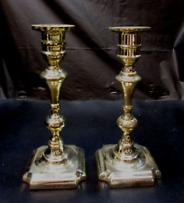 Pair Set 2 Vintage 90's Valsan Portugal Bright Brass Candlesticks Candle Holders picture