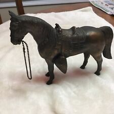 Vintage ornate bronze copper colored HORSE FIGURINE - 7-1/2” long / 5-1/2” high picture
