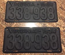 1934 Virginia Pair License Tags Plates picture