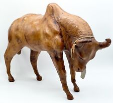 Vintage Leather Wrapped Bull Sculpture Figurine picture