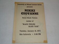 1973 Nikki Giovanni SIGNED African American Poetess University of Miami Poster picture