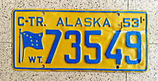 1953 ALASKA license plate — ORIGINAL BRILLIANT SUPERB vintage antique auto tag picture