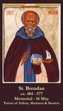 St. Brendan LAMINATED Prayer Card, 5-pack, with Two Free Bonus Cards picture