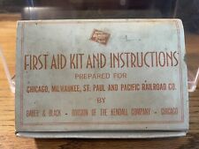 VINTAGE 1950S FIRST AID KIT CHICAGO, MILWAUKEE, ST PAUL PACIFIC RAILROAD CO picture