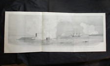 1898 Civil War Panorama Print- Ironclad Battle of Monitor & Virginia (Merrimack) picture