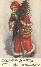 Postcard C-1905 Christmas Santa tree undivided 23-8875 picture