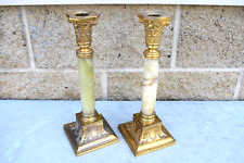 Pair of Church Altar Candlesticks with Alabaster Stems, 12
