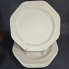 Vintage Sears Octagon White Set of 4 Dinner Plates Ironstone Beaded Rim 10 1/2