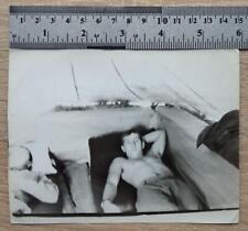 Shirtless Man Trunks Beefcake Affectionate Military Guy Muscle Gay int Vtg Photo picture