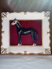 VTG 1950S SEARS ROEBUCK RED FELT HORSE EMBOSSED DECORATED PAPER MACHE FRAME  picture