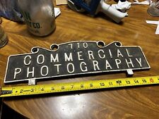Antique Double Sided Sign Commercial Photography Store Shop Embossed Black White picture