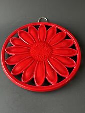 Red Enamel Coated Cast Iron Sunflower  or Daisy Trivet 2010 Wall Hanging picture