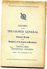 1913-14 DAUGHTERS OF THE AMERICAN REVOLUTION TREASURER GEN NATIONAL SOC REPORT 2 picture