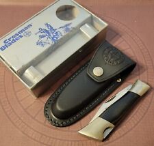 Crossman Knife Made In USA By Camillus Model 452 Lockback W/Sheath Wood Handles picture