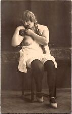 French German Austrian nude Big Lady hair braids woman old 1920s photo postcard picture
