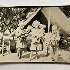 Antique RPPC Real Photograph Postcard Adorable Children Girl Doll Boy Gun Note picture