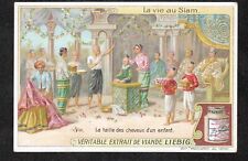 THAILAND: Vintage 1909 SIAM Trade Card CEREMONY FIRST HAIRCUT picture