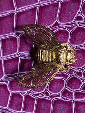 Vintage Fly Bee Pin Brooch Filigree Wings Gold Tone 1 5/8