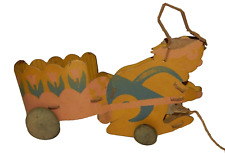 True Vintage Cardboard Easter Rabbit Pulling Cart - Fibro Toy picture
