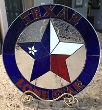 VINTAGE STYLE TEXAS “LONE STAR “ 13 INCH ROUND HANDCRAFTED STAINED GLASS SIGN picture