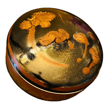 Vintage glazed pottery signed deanna studio art wellmade mid century brown splat picture