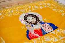 Chalice covers set white cotton velvet, Gold, with icon of our Lord Jesus Christ picture