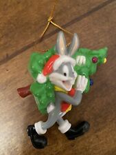 Bugs Bunny Christmas Tree Ornament Bugs Carrying Tree Looney Tunes 2000 2” L picture
