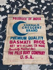 Emerald Cresecent Brand The Pillsbury Company Basmati Rice 11lb Burlap Bag-RARE picture