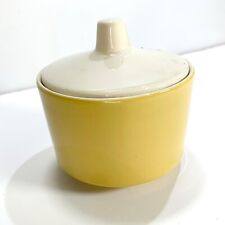 Vintage Yellow & White Sugar Bowl & Lid MCM 3