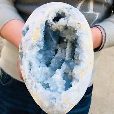 13.2lb Natural blue celestite geode quartz crystal mineral specimen healing picture