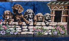 VTG Italian Cut Velvet Tapestry Retriever Puppy Dog Wall Art 38 1/2” X 23”Fringe picture