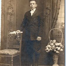 c1910s Handsome Young Man RPPC High School Graduation Diploma Real Photo PC A139 picture