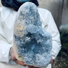 7.6lb Large Natural Blue Celestite Crystal Geode Quartz Cluster Mineral Specime picture