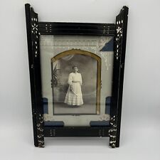 Antique Victorian Eastlake Style Wood Gesso Picture Frame Matted + Photo TLC Old picture