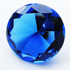 Big 100mm Cobalt Blue 100 mm Cut Glass Crystal Giant Diamond Jewel Paperweight picture