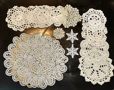 LOT OF 15 ASST LOVELY LACE/CROCHETED DOILIES GOLD/SILVER/WHITE/ECRU - NEVER USED picture