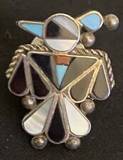 Early Rare Zuni Joanita Tsalate Thunderbird Pin Channel Inlay Rare Shells Stones picture