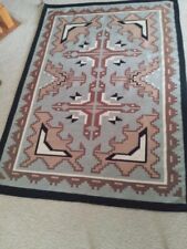 Yazzie Navajo Rug Native American Indian Two Grey Hills Rug 4’4” By 6’3.5” picture