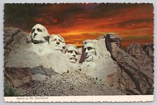 Custer South Dakota, Sunset at Mount Rushmore, Vintage Postcard picture